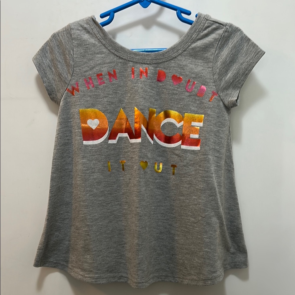 Gray Dance Graphic Tee Says, “When In Doubt Dance It Out” Size 3T